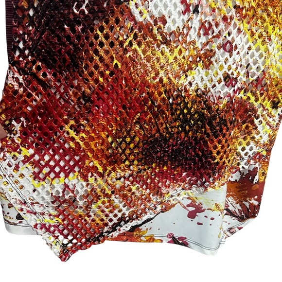 !SOLD! BROCHURE Multi Colour Shirt Short Sleeve Blouse Orange Net Lining - Picture 4 of 8